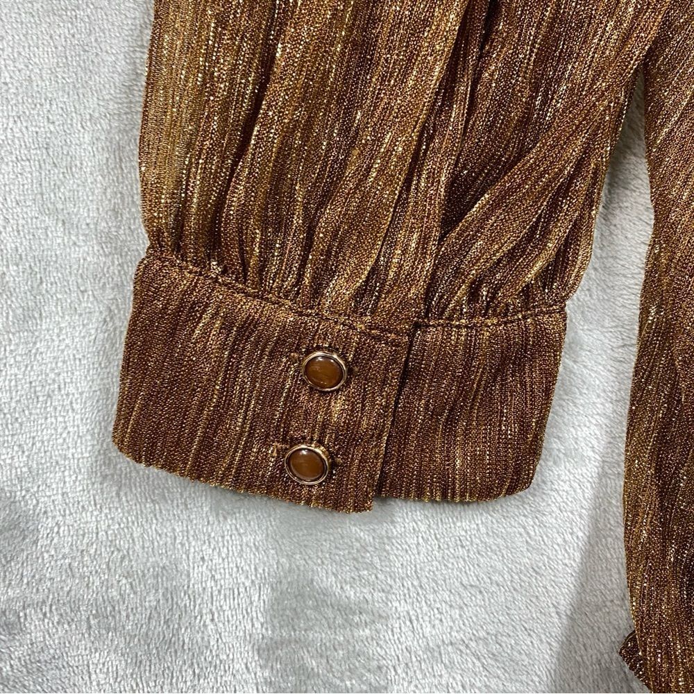 The Odells Shimmer Loretta Long Sleeve Tiered Open Back Keyhole Sz XL Brown - Picture 9 of 11